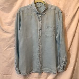 Natural blue by vistor 100% linen light blue button down long sleeves